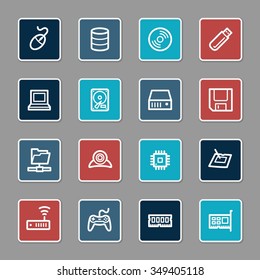 Computer components web icons set
