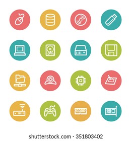 Computer components web icons set