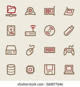 Computer components web icons set