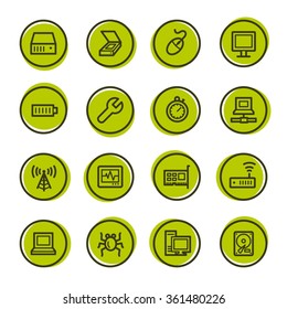 Computer components web icons set