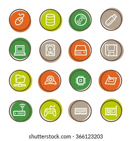 Computer components web icons set