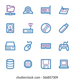 Computer components web icons set