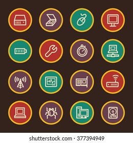 Computer components web icons set