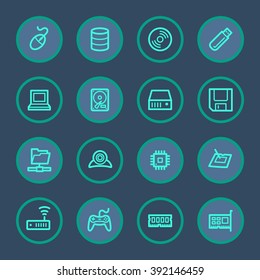 Computer components web icons set