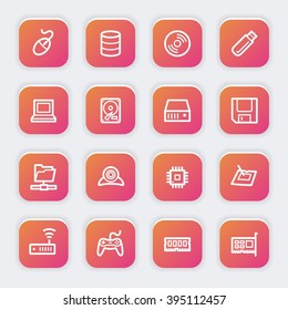Computer components web icons set