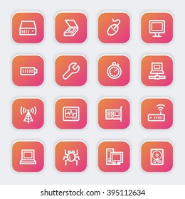 Computer components web icons set