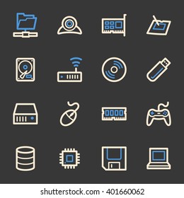 Computer components web icons set