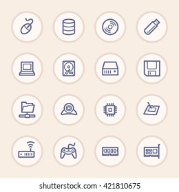 Computer components web icons set
