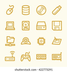 Computer components web icons set