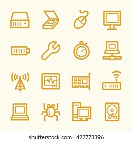 Computer components web icons set