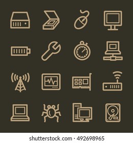 Computer components web icons set