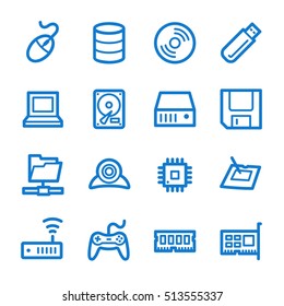 Computer components web icons set