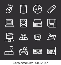 Computer components web icons set