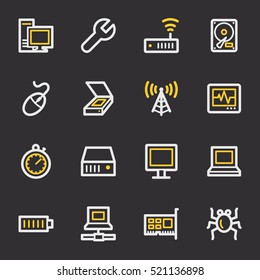 Computer components web icons set