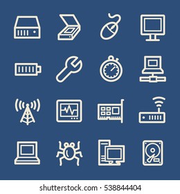 Computer components web icons set