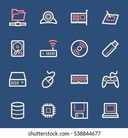 Computer components web icons set