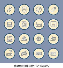 Computer components web icons set