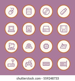 Computer components web icons set