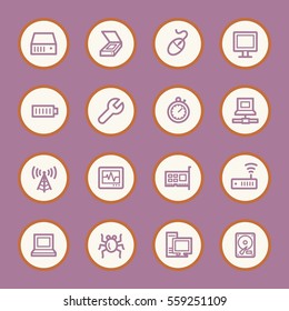 Computer components web icons set
