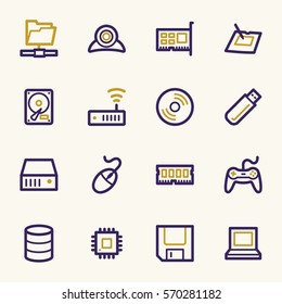 Computer components web icons set