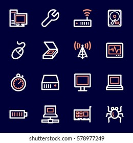Computer components web icons set