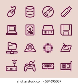 Computer components web icons set