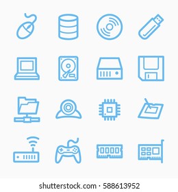 Computer components web icons set