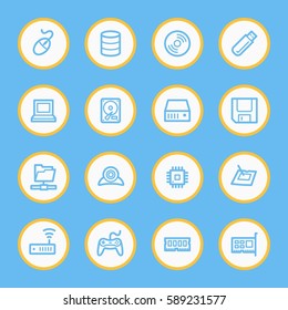 Computer components web icons set
