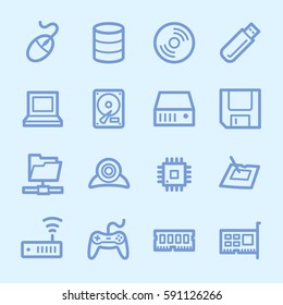 Computer components web icons set