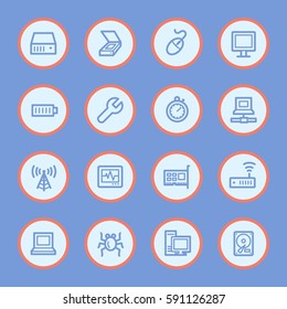 Computer components web icons set
