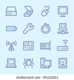 Computer components web icons set