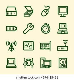 Computer components web icons set