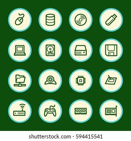 Computer components web icons set