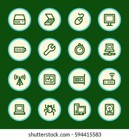 Computer components web icons set