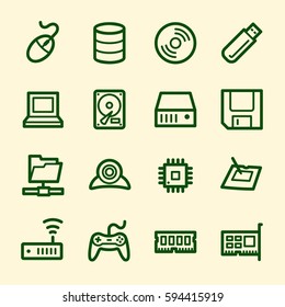 Computer components web icons set