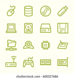 Computer components web icons set
