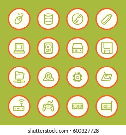 Computer components web icons set