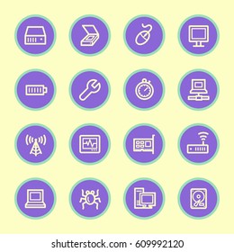 Computer components web icons set