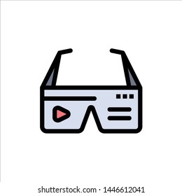 Computer, Computing, Digital, Glasses, Google  Flat Color Icon. Vector icon banner Template