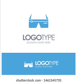 Computer, Computing, Digital, Glasses, Google Blue Solid Logo with place for tagline. Vector Icon Template background