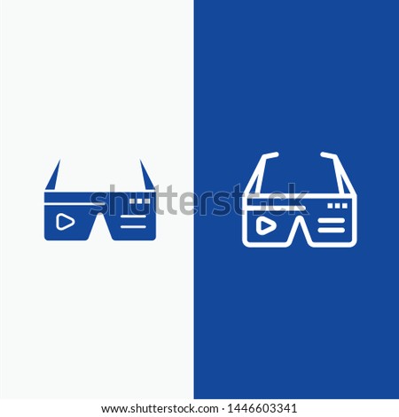 Computer, Computing, Digital, Glasses, Google Line and Glyph Solid icon Blue banner Line and Glyph Solid icon Blue banner