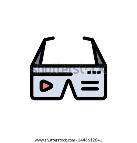 Computer, Computing, Digital, Glasses, Google  Flat Color Icon. Vector icon banner Template