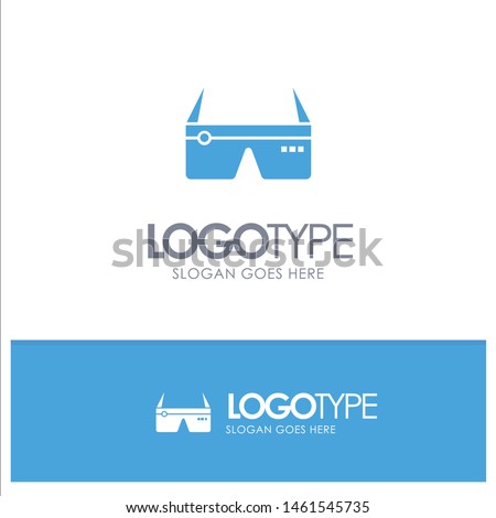 Computer, Computing, Digital, Glasses, Google Blue Solid Logo with place for tagline. Vector Icon Template background