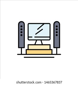 Computer, Computing, Server, Cpu  Flat Color Icon. Vector icon banner Template. Vector Icon Template background