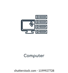 Computer concept line icon. Linear Computer concept outline symbol design. This simple element illustration can be used for web and mobile UI/UX.