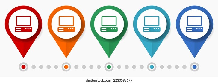 Computer concept vector icon set, flat design pointers, infographic template