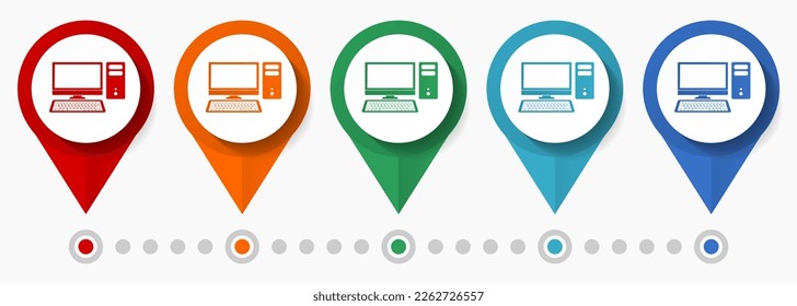 Computer concept vector icon set, flat design internet pointers, infographic template easy to edit