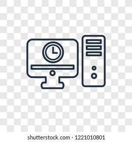 Computer concept vector linear icon isolated on transparent background, Computer concept transparency concept in outline style