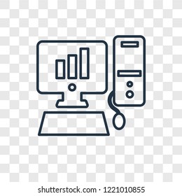 Computer concept vector linear icon isolated on transparent background, Computer concept transparency concept in outline style