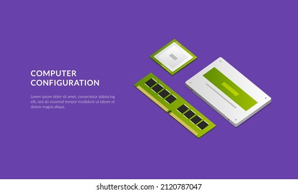 Computer configuration template. Vector illustration.